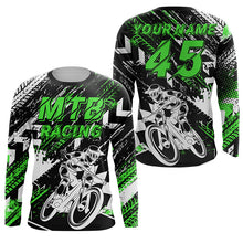 Load image into Gallery viewer, MTB riding jersey adult kids UPF30+ green mountain bike downhill cycling shirt for boys girls| SLC245