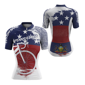 Pennsylvania men women cycling jersey UPF50+ USA bike shirts with 3 pockets bicycle clothes| SLC205