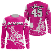 Load image into Gallery viewer, MotoGirl Personalized Jersey UPF30+ Pink Dirt Bike Racing Motocross Off-road Long Sleeves NMS1179