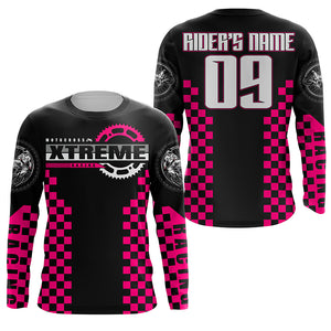 Personalized pink MX racing jersey kid women men Motocross UPF30+ biker off-road motorcycle shirt PDT318