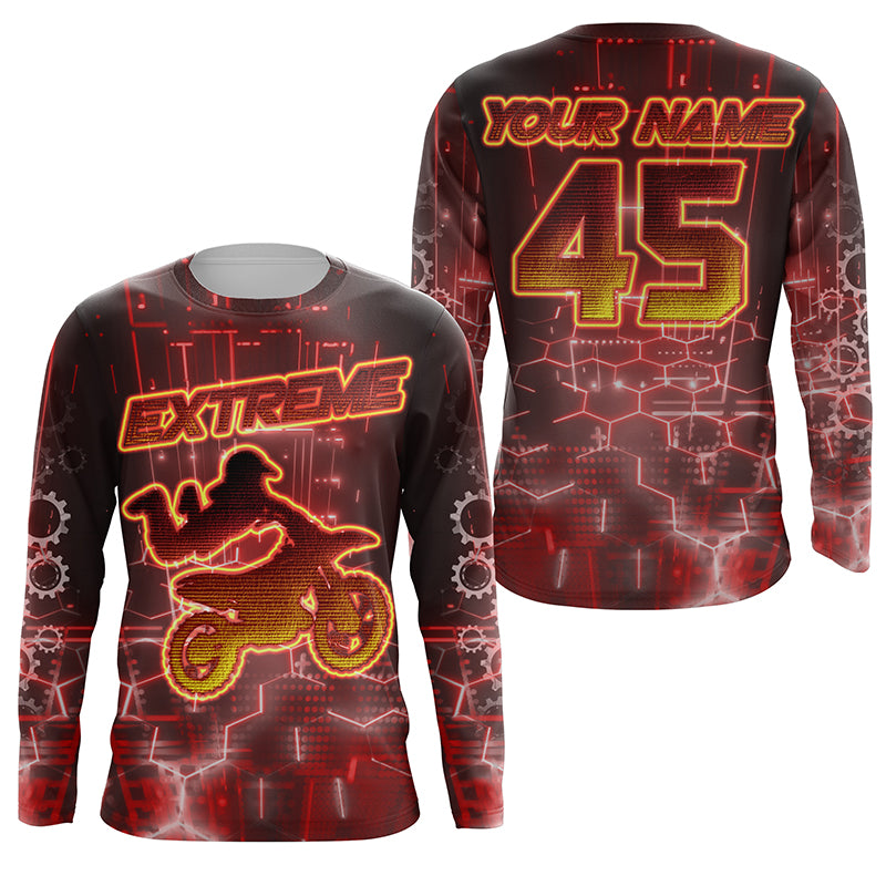 Red MX jersey custom dirt bike kid men women UPF30+ extreme Motocross racing shirt motorcycle PDT312