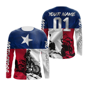 Texas Flag Motocross Jersey UPF30+ Custom Name & Number Dirt Bike Motorcycle Racing Shirt NMS1320
