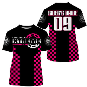 Personalized pink MX racing jersey kid women men Motocross UPF30+ biker off-road motorcycle shirt PDT318