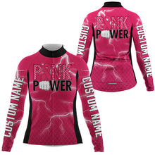Load image into Gallery viewer, Pink power cycling jersey womens bike shirts girls Breathable biking tops with 3 pockets &amp; zipper| SLC225