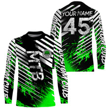 Load image into Gallery viewer, Mountain bike jersey UPF30+ Green MTB shirt kids adult custom downhill cycling gear boys girls| SLC248