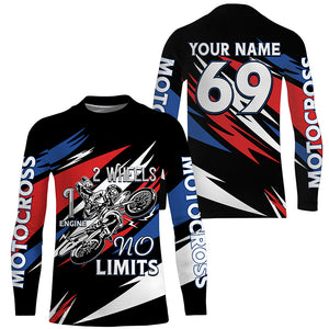 Personalized Motocross Jersey UPF30+ 2 Wheels 1 Engine No Limits Dirt Bike MX Racing NMS1165