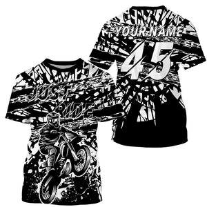 Personalized adult&kid dirt bike jersey UPF30+ black Motocross off-road Just Ride motorcycle shirt PDT323