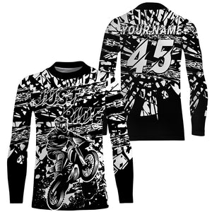 Personalized adult&kid dirt bike jersey UPF30+ black Motocross off-road Just Ride motorcycle shirt PDT323