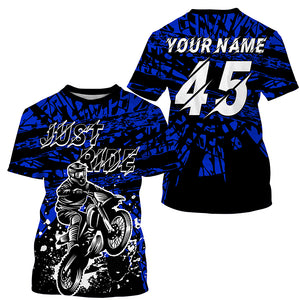 Personalized adult&kid dirt bike jersey UPF30+ blue Motocross off-road Just Ride motorcycle shirt PDT324