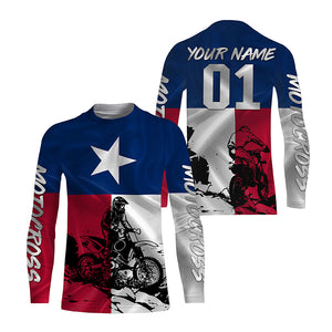 Texas Flag Motocross Jersey UPF30+ Custom Name & Number Dirt Bike Motorcycle Racing Shirt NMS1320