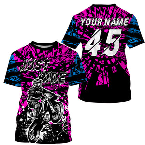 Personalized adult&kid dirt bike jersey UPF30+ pink Motocross off-road just ride motorcycle shirt PDT325