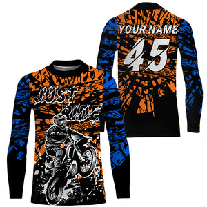Personalized adult&kid dirt bike jersey UPF30+ off-road Just Ride orange Motocross shirt PDT326