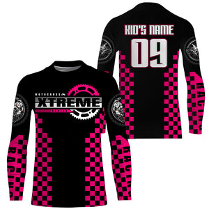 Personalized pink MX racing jersey kid women men Motocross UPF30+ biker off-road motorcycle shirt PDT318