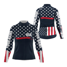 Load image into Gallery viewer, American mens womens cycling jersey with 3 pockets UPF50+ USA bike shirts full zip bicycle clothes| SLC216