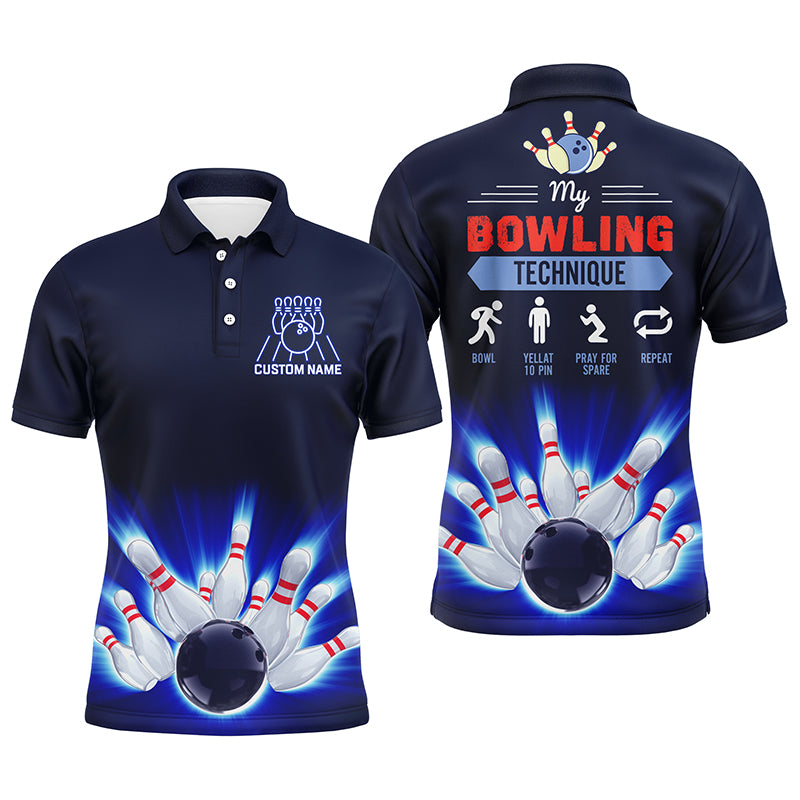 Funny Bowling Technique Men Polo Shirt, Personalized Name Bowlers Jersey NBP87