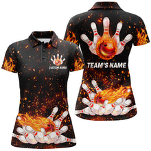 Load image into Gallery viewer, Flame Women Polo Bowling Shirt, Personalized Team Bowlers Jersey Short Sleeves NBP66