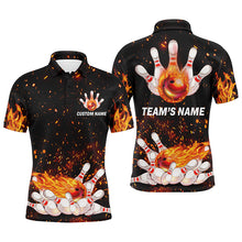 Load image into Gallery viewer, Flame Men Polo Bowling Shirt, Personalized Team Bowlers Jersey Short Sleeves NBP65