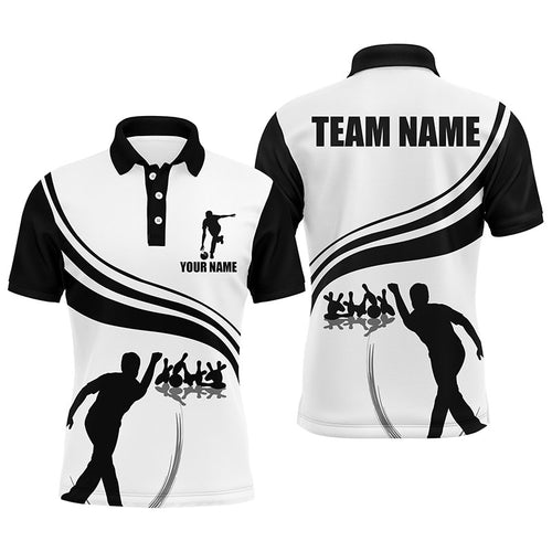 Personalized Men Polo Bowling Shirt Black and Gold Men Bowlers Custom Team Short Sleeves Jersey NBP13