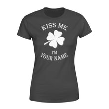 Load image into Gallery viewer, Kiss me I&#39;m Irish Customize Irish Shamrock St. Patrick&#39;s Day Glitter Green Lucky Charm - Standard Women&#39;s T-shirt