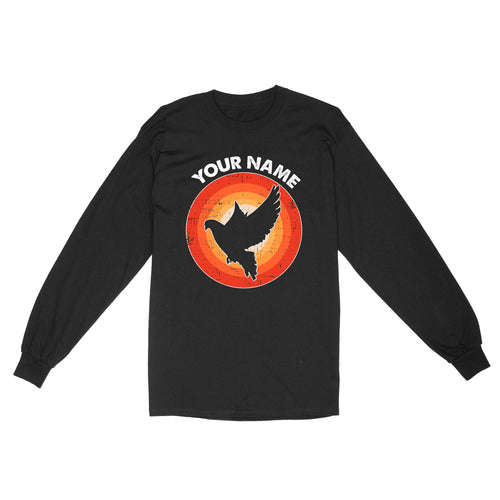 Dove Retro Vintage Sunset Custom Name Shirt, Dove Hunting Shirt, Gift for Dove Lover, Bird Lover Standard Long Sleeve FSD2351D08