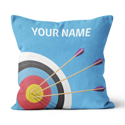 Personalized Blue 3D Target Archery Throw Pillows Best Gifts For Archery VHM0846