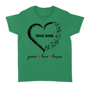 Peace love horses tattoo customized name horse shirt for girl, horse shirts D06 NQS2908 - Standard Women's T-shirt