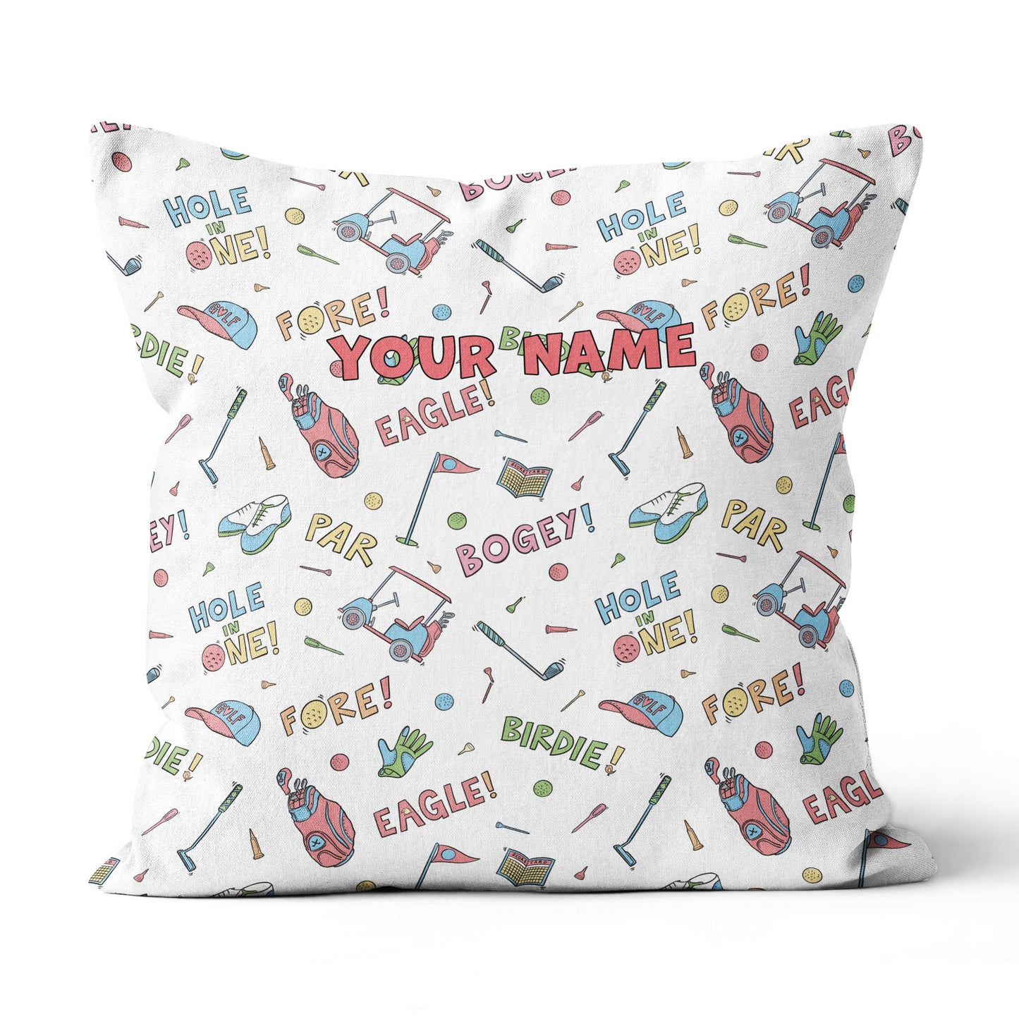 Colorful Funny Golf Elements Custom Throw Pillow Personalized Golf Gifts LDT1141