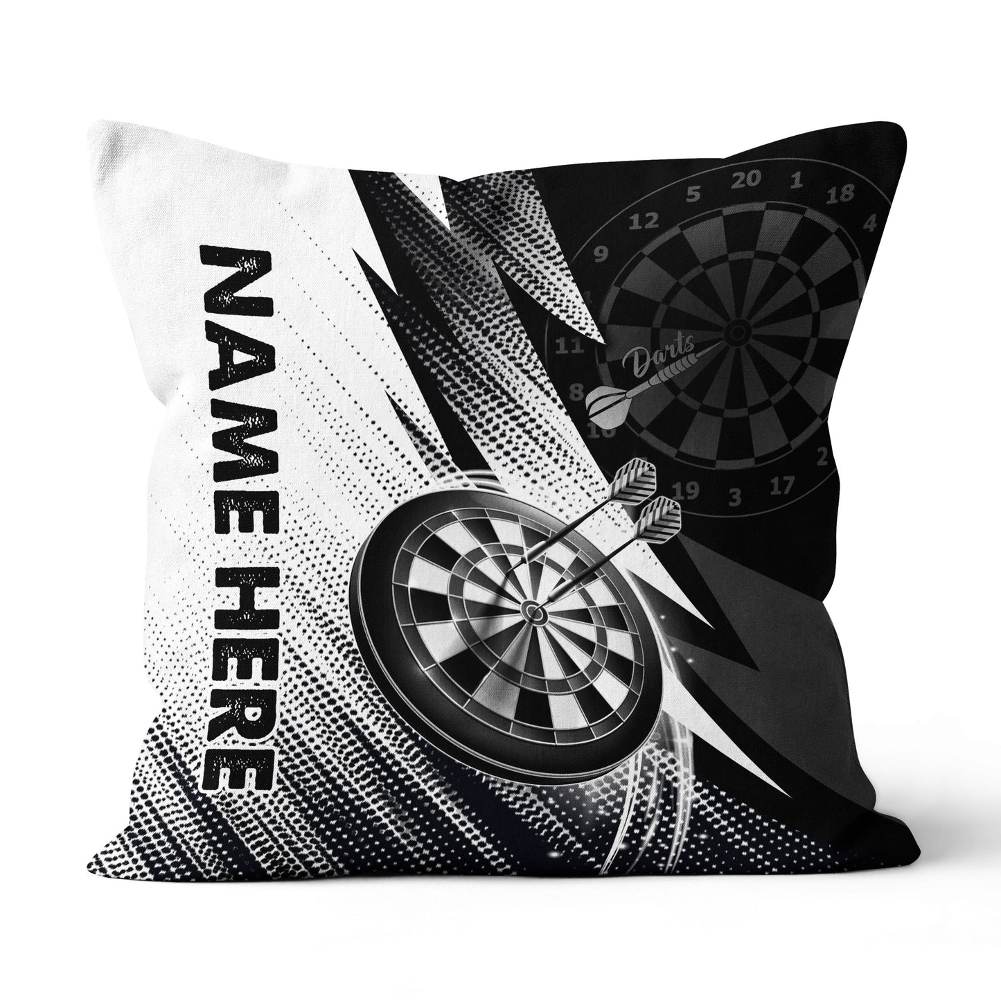 Black White Dartboard Custom Darts Throw Pillow Personalized Darts Gifts LDT1185