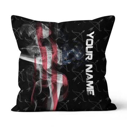 Personalized Smoke US Flag Bow Archery Pillow Custom Pillow Archery Gift VHM0848