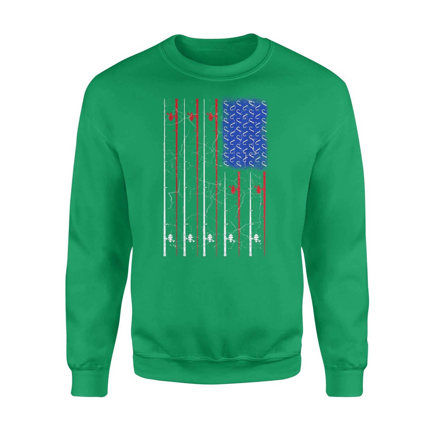 American US Flag Fishing Rod Shirt, Fisherman Gift D06 NQSD302 - Standard Crew Neck Sweatshirt
