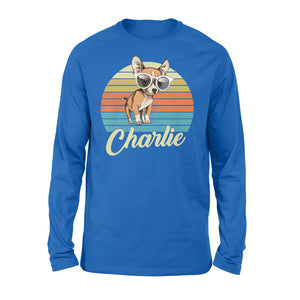 Custom name awesome Chihuahua 1970s vintage retro personalized gift - Standard Long Sleeve
