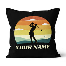 Load image into Gallery viewer, Sunset Golfer Vintage Custom Throw Pillow Personalized Golfing Gifts LDT1138