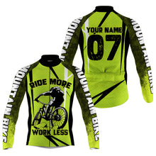 Load image into Gallery viewer, Custom MTB Cycling Jersey Ride More Work Less Mountain Bike Green Bicycling Shirt| NMS831