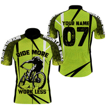 Load image into Gallery viewer, Custom MTB Cycling Jersey Ride More Work Less Mountain Bike Green Bicycling Shirt| NMS831