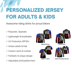 American Adult kid BMX jersey UPF30+ Custom riding jersey Team USA cycling gear Extreme bike shirts| SLC79