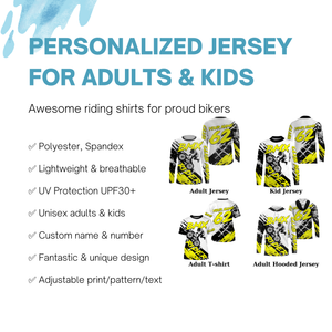 Yellow BMX jersey UPF30+ Off-road bike shirt Cycling gear Adult youth BMX bicycle motocross clothes| SLC85