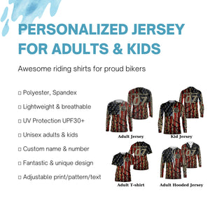 Adult&Kid custom Motocross jersey UPF30+ No Guts No Glory American flag MX dirt bike racewear| NMS926