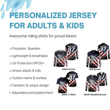 Load image into Gallery viewer, Adult&amp;kid UPF30+ American flag jersey Motocross customizable dirt bike off-road motorcycle shirt PDT28