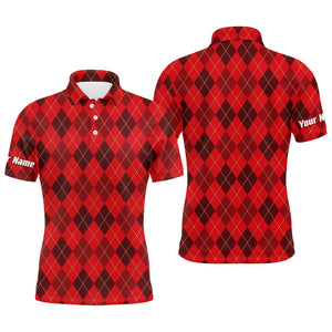 Christmas plaid Argyle Pattern - Funny Christmas Men's Golf Polo Custom Name shirt TTN103