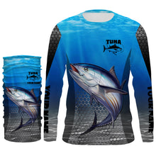 Load image into Gallery viewer, Tuna Fishing Blue Ocean Custom Long Sleeve Performance Fishing Shirts UV Protection Fishing Apparel TTN76