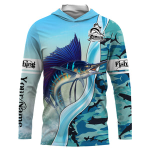 Sailfish Fishing Blue Ocean Camouflage Performance Fishing Long Sleeve shirt, Perfect Gift for Fisherman TTN49