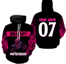 Load image into Gallery viewer, Brap Girl Riding Jersey Personalized Motocross Shirt for Women Female Riders Pink Dirtbike Motorcycle Biker| NMS546