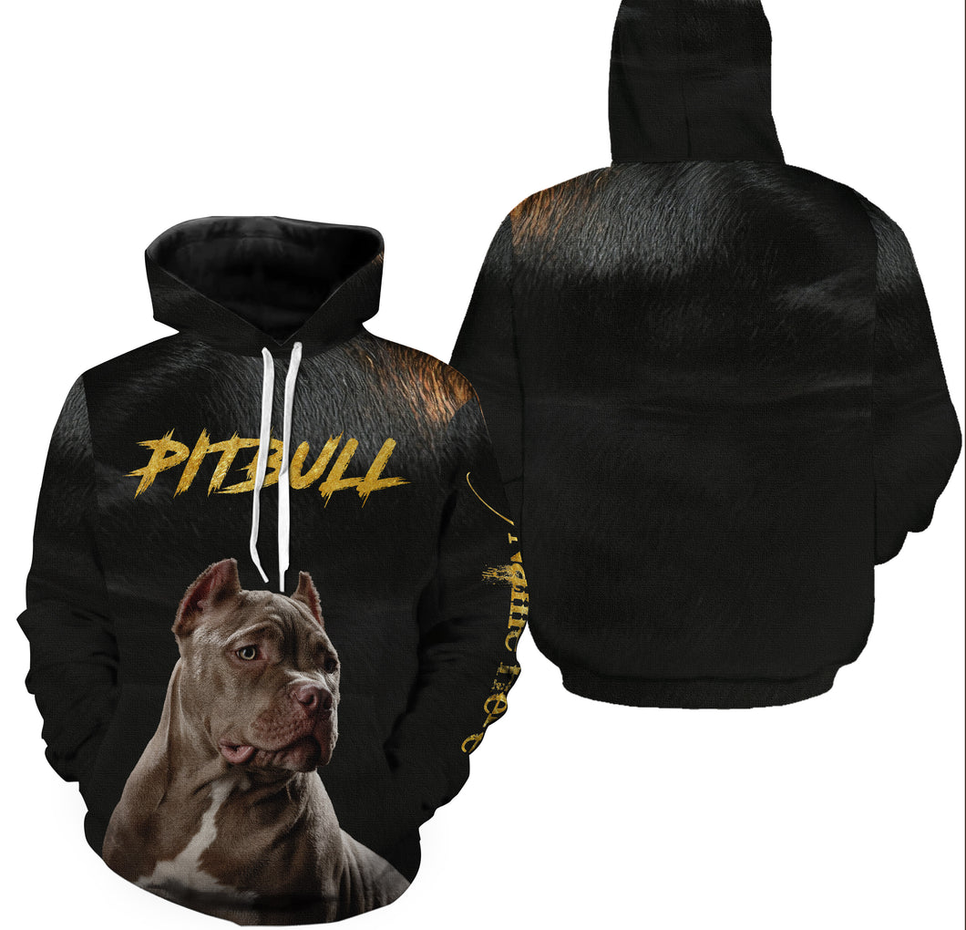Love Pitbull Hoodie Long Sleeve T-shirt| Custom Name Unisex Pitbull Shirt for Pitbull Owner Dog Lover| JTSD274