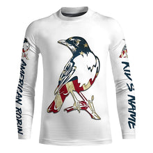 Load image into Gallery viewer, American Robin bird with flag shirt personalized gift for birdwatcher A9