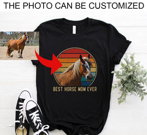 Custom photo best horse mom ever vintage personalized gift women's t-shirt