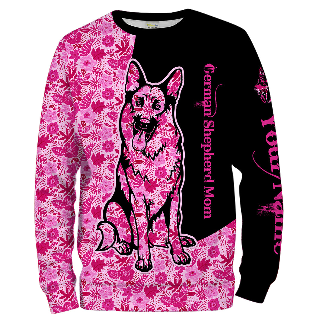 German shepherd dog mom custom name full printing shirts, Personalized Gifts TATS205