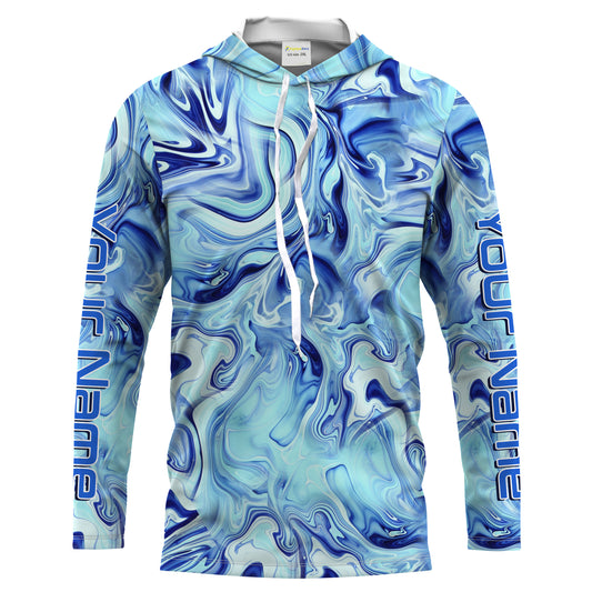 Custom Saltwater Long sleeve Fishing Shirts UV Protection, Sea wave camo Fishing Shirts - IPHW1560