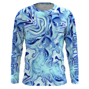 Custom Saltwater Long sleeve Fishing Shirts UV Protection, Sea wave camo Fishing Shirts - IPHW1560