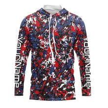 Load image into Gallery viewer, Red, White Blue Camo Custom Long Sleeve Performance Fishing Shirts, Patriotic Fishing Jerseys IPHW4215