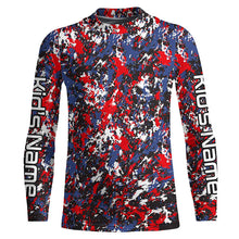 Load image into Gallery viewer, Red, White Blue Camo Custom Long Sleeve Performance Fishing Shirts, Patriotic Fishing Jerseys IPHW4215